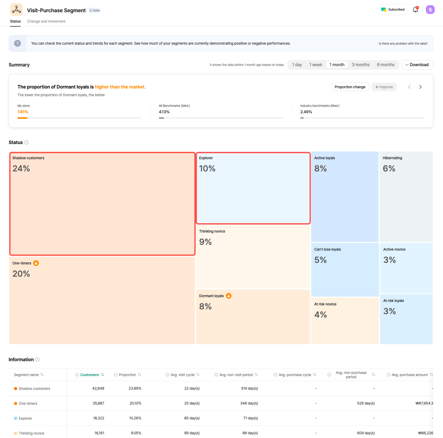 Screenshot of Datarize visit-purchase Segment enabling Customer Segmentation Analysis